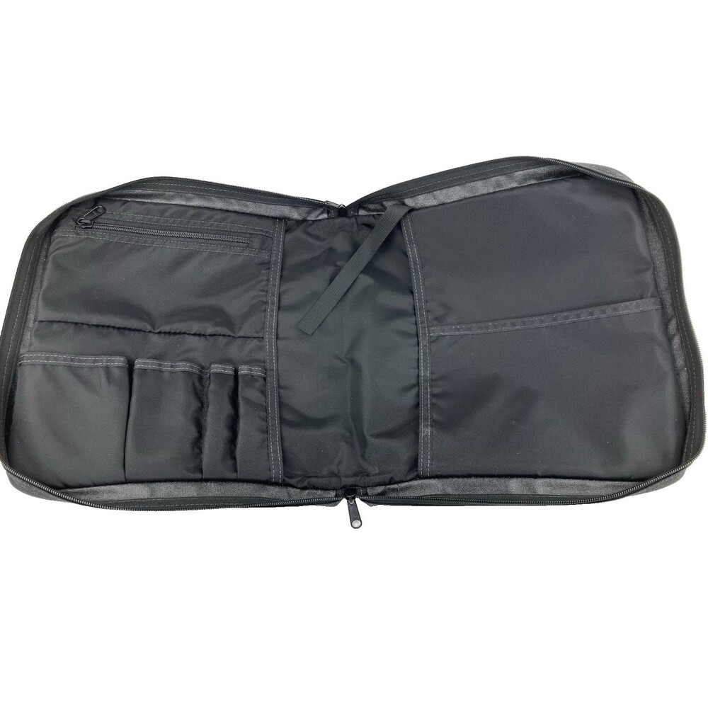 Black Synthetic Zip-Around Travel Portfolio Organizer Folder Planner